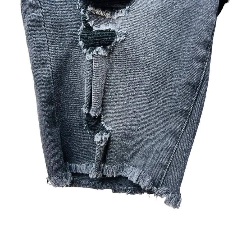 Aeropostale Destroyed Denim Bermuda Shorts‎ Black Wash 4068 Women's 2